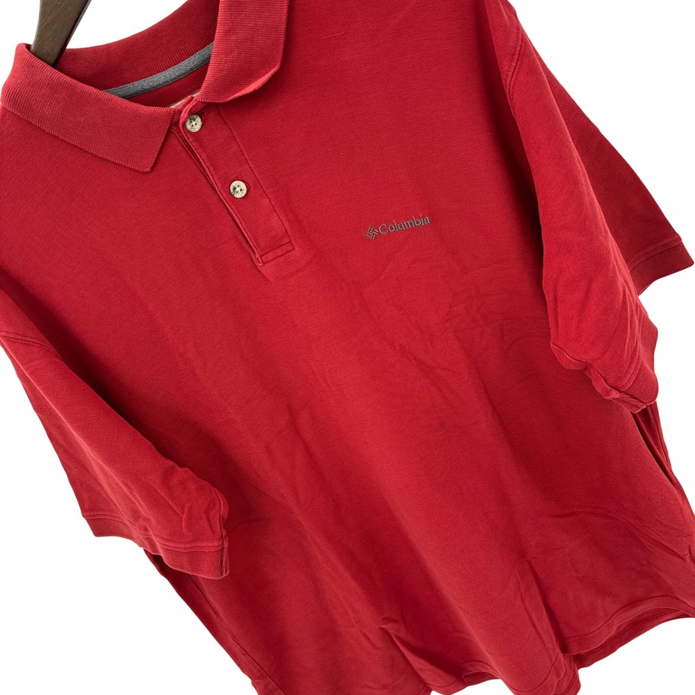Columbia Mens Red Short Sleeve Cotton Pique‎ Polo Shirt AM2779